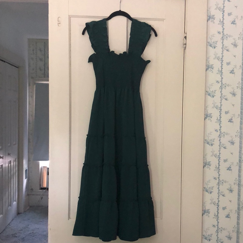 Ellie Nap Dress in Botanical Green, crepe, size small